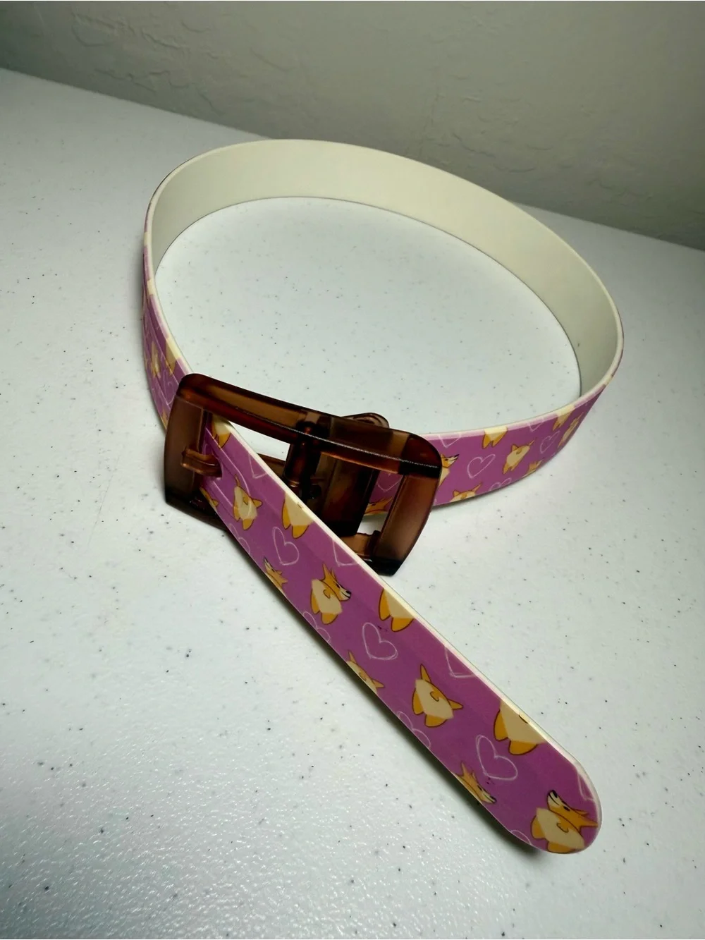 Kids Pink Corgi-Print Adjustable Riding Belt